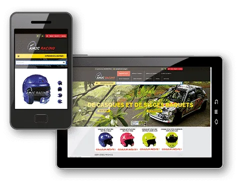 Boutique en ligne affichée sur ordinateur, tablette et smartphone