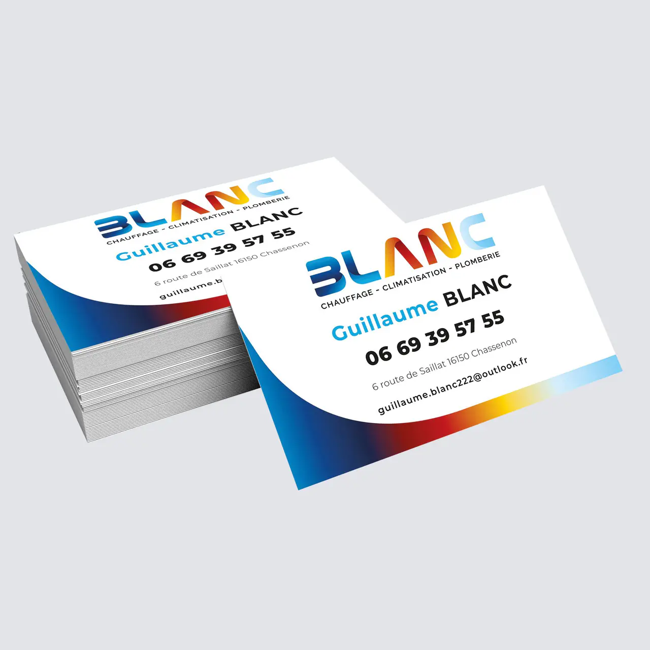 Blanc : cartes de visite réalisé par l’agence Centaure